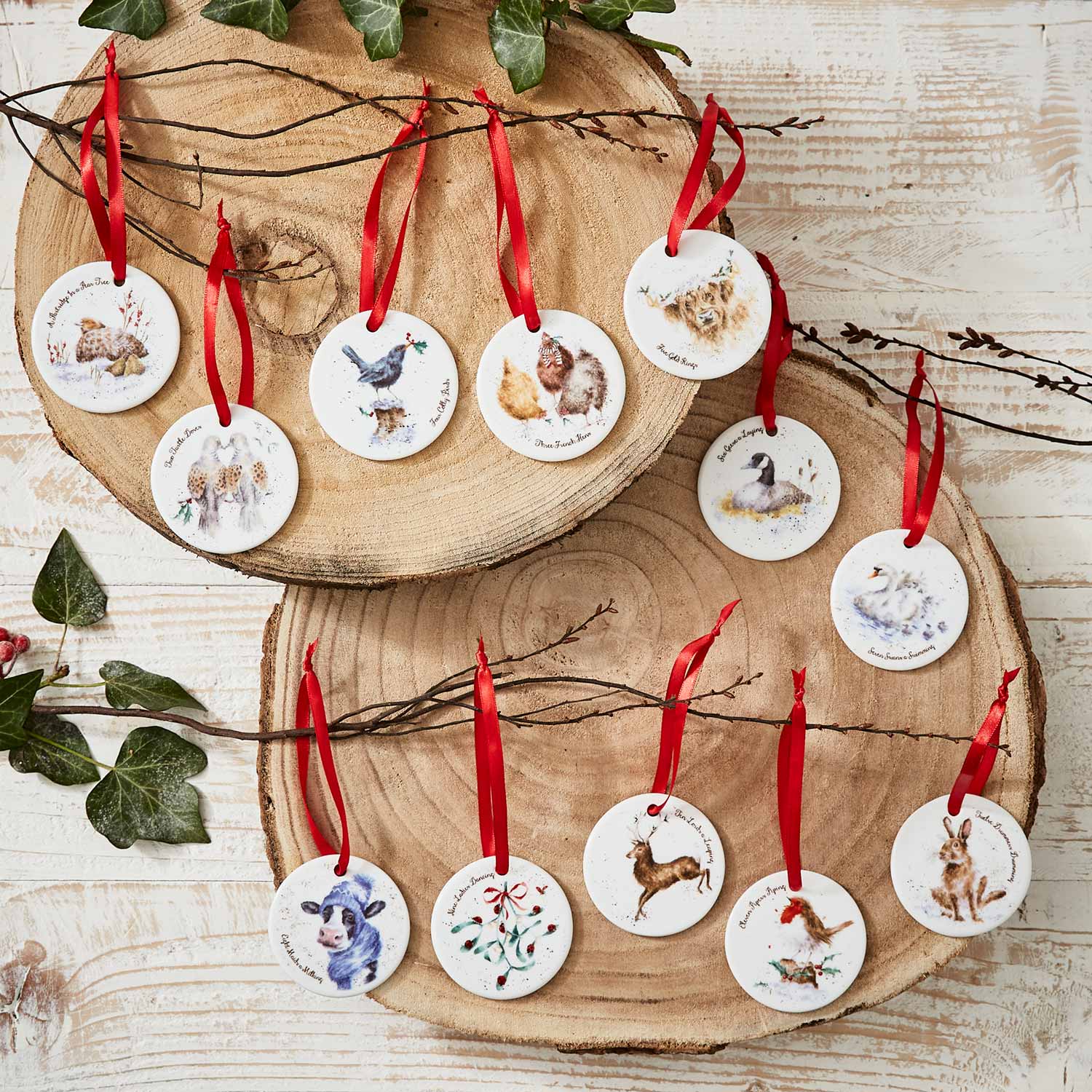 Wrendale Designs 12 Christmas Decorations image number null